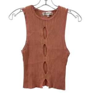 Wildflowers Orange Ribbed Sleeveless Cutout Tank Top Women's Size M Preowned